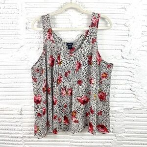 Torrid Sheer Drapey Tank Top Leopard Print‎ & Rose Tiered Open Back 1 (1X)
